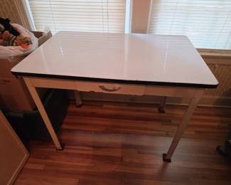 Vintage Hoosier Enamel Top Kitchen Prep Table