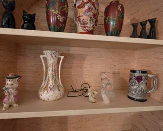 MCM vase, Stein, and figurines