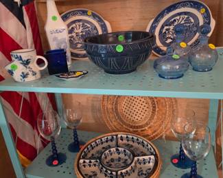Blue and white decor and dishes