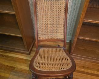Vintage Wood and wicker rocking chair