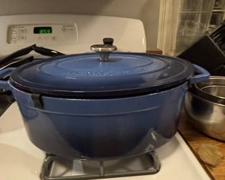 Martha Stewart Enameled Cast Iron Oval Dutch Oven - Cobalt Blue
