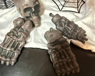 Decorative Resin Skull and Skeletal Hands Set