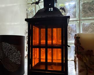 Halloween Bat Lantern with Amber Glass