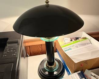 Vintage MCM Mushroom Table Lamp with Teal Glass Accents