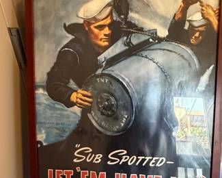 McClelland Barclay 'Sub Spotted - Let 'Em Have It!' US Navy Recruitment Poster