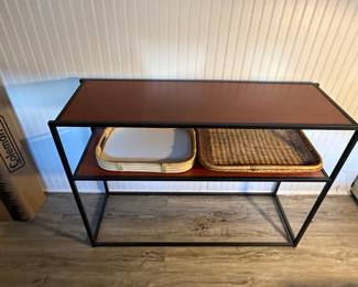 Mid-Century Modern Style Two-Tier Console Table with Wood Laminate