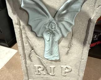 Halloween Styrofoam Gravestone Prop with Grim Reaper/Winged Figure
