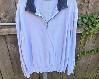 Nautica Men's Light Blue Cotton Quarter-Zip Pullover Sweater