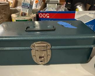 Vintage Union Steel Teal Tackle Box