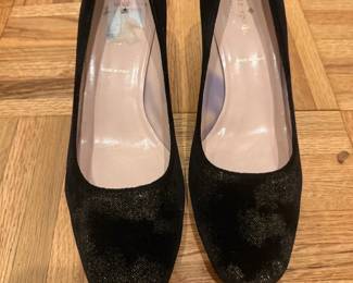 Kate Spade New York Dolores Black Velvet Glitter Block Heel Pumps