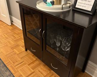 Espresso Finish Two-Door Bar Cabinet with Drawer
