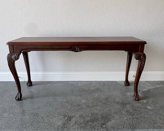 Vintage Mahogany Console Table with Cabriole Legs and Ball-and-Claw Feet Riscam5-26-14
