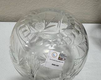 Cut Crystal Rose Bowl with Pinwheel and Starburst Patterns Riscam5-26-143