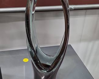 Mid-Century Modern Hand Blown Art Glass Basket Vase