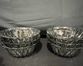 Vintage Smoky Gray Pressed Glass Creamer and Sugar Set with Bowls and Plates Set Riscam5-26-210