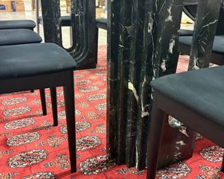 Oval Glass Top Dining Table with Fluted Marble Pedestal Base Parbey4-26-2