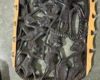 Vintage Makonde Ebony 'Tree of Life' Carved Wood Panel