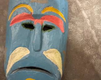 Vintage Mexican Hand-carved Hand-painted Wooden Mask