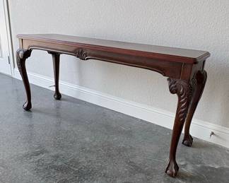 Vintage Mahogany Console Table with Cabriole Legs and Ball-and-Claw Feet Riscam5-26-14