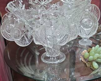 Anchor Hocking Star of David Punch Bowl Set