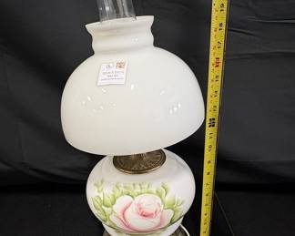 Vintage "Gone With The Wind" Style Hand-Painted Rose Hurricane Lamp Burhou1-3