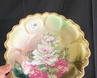 Z.S. & Co. Bavaria "White Rose" Hand-Painted Porcelain Serving Bowl Riscam5-26-55