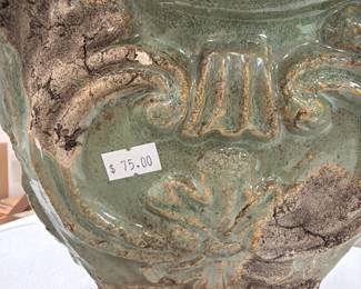 Artificial Floral Arrangement in Distressed Green Urn Planter Riscam5-26-110
