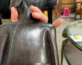 Vintage Hand-Carved Ebony Wood African Woman Statue