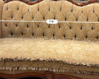 Victorian Style Tufted Sofa with Carved Mahogany Frame Burton #1