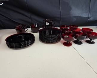 Anchor Hocking Royal Ruby Red Glass Dinnerware Set