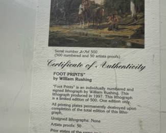 William Rushing Limited Edition Lithograph 'Seclusion'