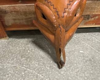 Hand-Crafted Leather Steer Skull Wall Art