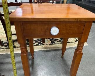 Antique Sheraton Style Tiger Maple and Cherry Side Table Sug-3