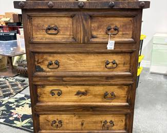 Rustic Pine Chest of Drawers with Star Accent
