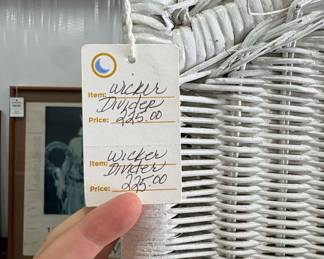 Vintage White Wicker Room Divider Screen Riscam5-26-22