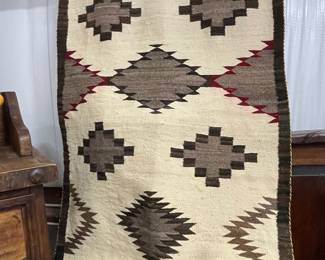 Navajo "Double Saddle" Pattern Hand-Woven Wool Rug
