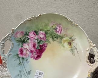 R.S. Prussia Hand-Painted Porcelain Serving Tray with Roses Riscam5-26-161