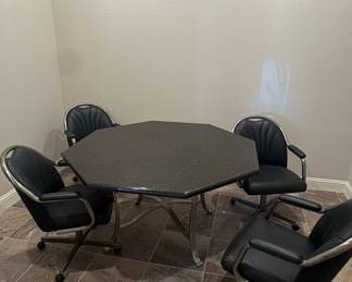 Octagonal Granite Table and Four Swivel Chairs Set Parbey4-26-13