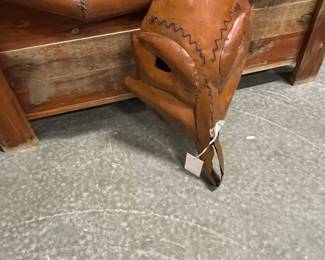 Hand-Crafted Leather Steer Skull Wall Art