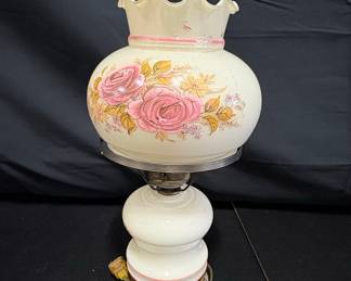 Gone With The Wind Style Hand-Painted Floral Hurricane Lamp Burhou1-1
