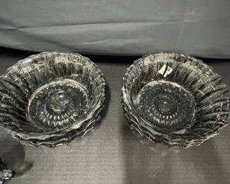 Vintage Smoky Gray Pressed Glass Creamer and Sugar Set with Bowls and Plates Set Riscam5-26-210