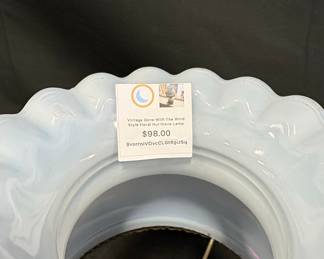 Vintage Gone With The Wind Style Floral Hurricane Lamp Burhou1-2
