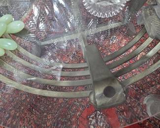 Maitland Smith Neoclassical Style Scrolled Iron Round Beveled Glass Top Table
