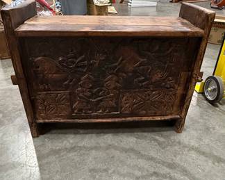 Antique Chinese Carved Camphor Wood Chest Burhou1-7
