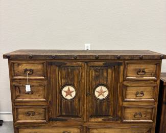 Rustic Pine Dresser with Lone Star Accents