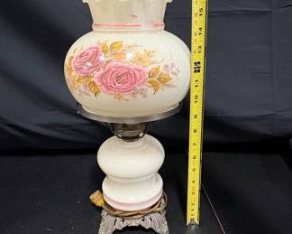 Gone With The Wind Style Hand-Painted Floral Hurricane Lamp Burhou1-1