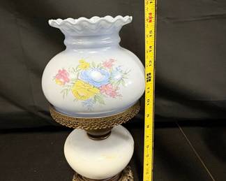 Vintage Gone With The Wind Style Floral Hurricane Lamp Burhou1-2