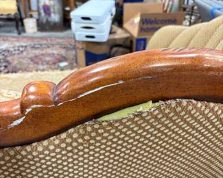 Victorian Style Tufted Sofa with Carved Mahogany Frame Burton #1
