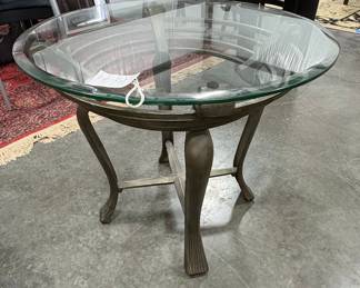 Round Glass Top Accent Table with Metal Base Parbey4-26-10