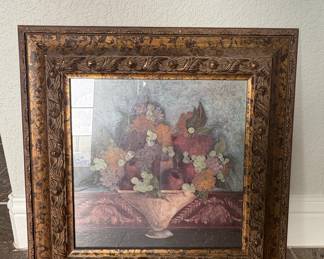 Framed Still Life Floral and Fruit Print (Joni Buyout?)